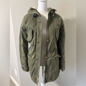 Abercrombie & Fitch sherpa-lined military parka in olive green